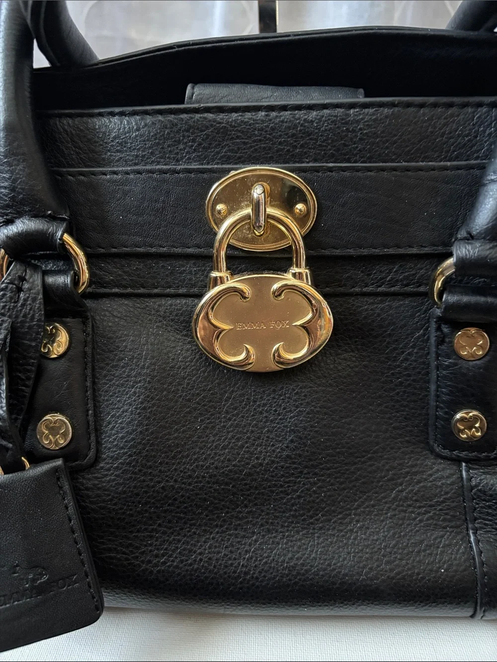 ⭐️Final Markdown⭐️Emma Fox Black Leather Shoulder Bag with Gold Hardware - Picture 2 of 12